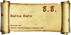 Balta Bars névjegykártya